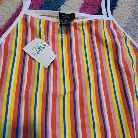 NWT Juniors Size 3X Rue21 Striped Tank Top Bright Colors Fun! - Picture 4 of 6